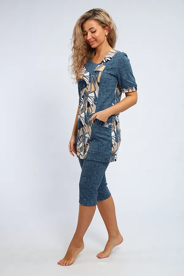 Костюм с бриджами 347 НАТАЛИ, серо-голубой - фото 2