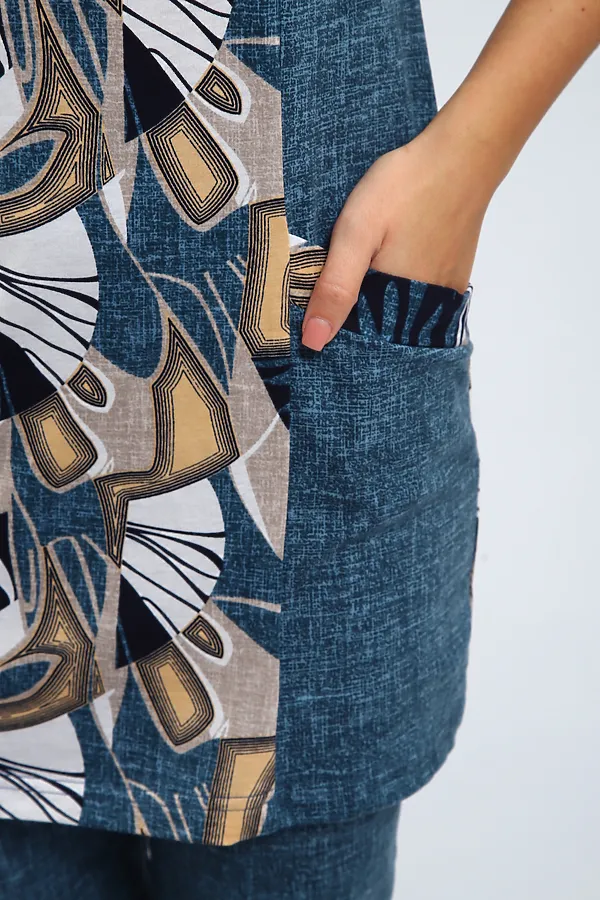 Костюм с бриджами 347 НАТАЛИ, серо-голубой - фото 2