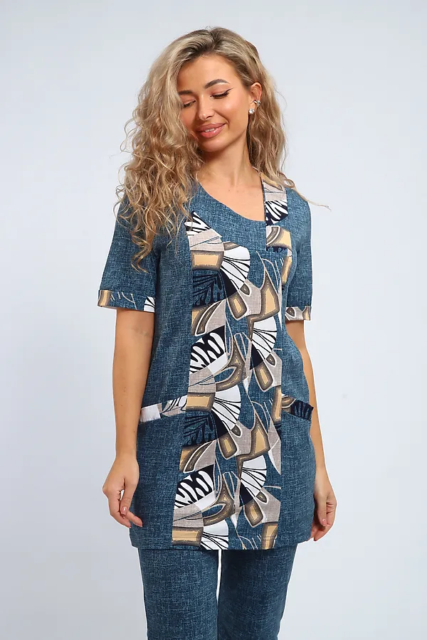 Костюм с бриджами 347 НАТАЛИ, серо-голубой - фото 2