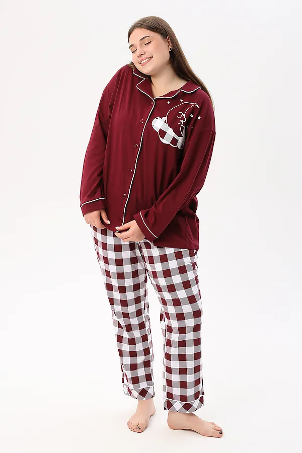 Пижама с брюками Облако НАТАЛИ, бордовый - фото 2