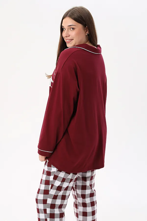 Пижама с брюками Облако НАТАЛИ, бордовый - фото 2