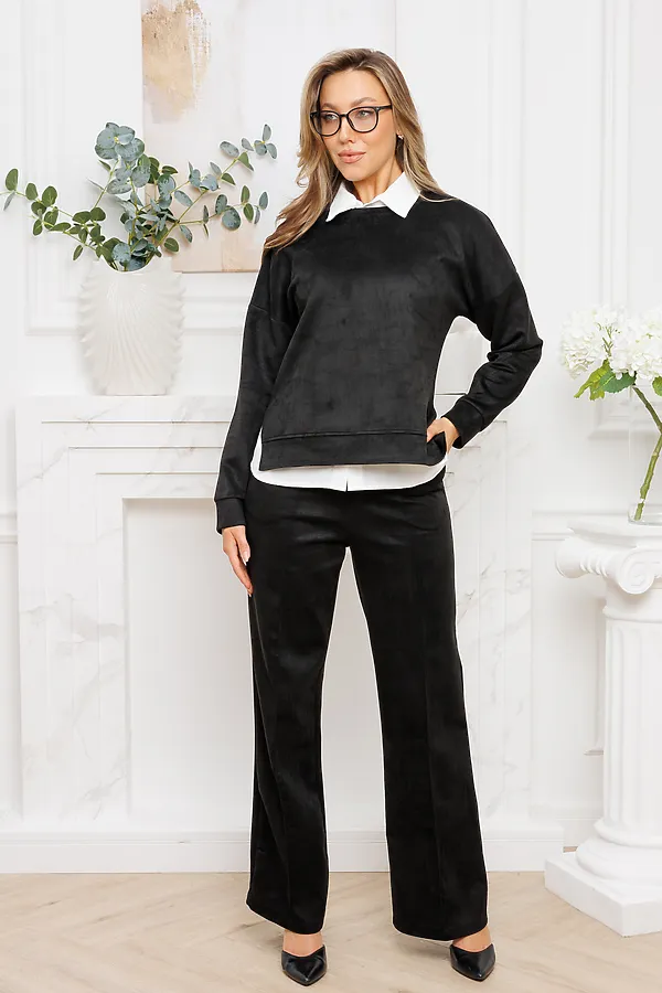 Костюм с брюками замшевый брючный 43043 НАТАЛИ, черный - фото 2