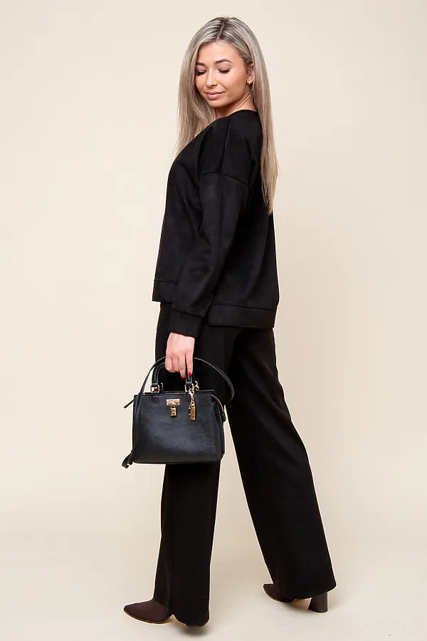 Костюм с брюками замшевый брючный 43043 НАТАЛИ, черный - фото 2