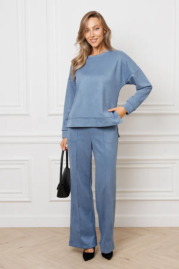 Костюм с брюками замшевый брючный 43043 НАТАЛИ, синий - фото 2