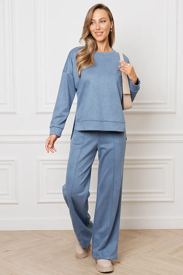 Костюм с брюками замшевый брючный 43043 НАТАЛИ, синий - фото 2