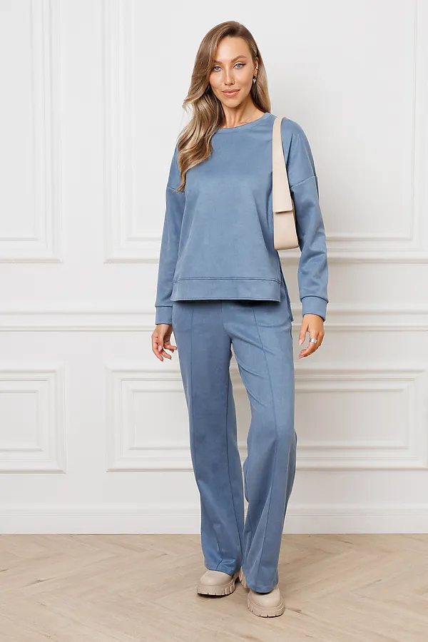 Костюм с брюками замшевый брючный 43043 НАТАЛИ, синий - фото 2