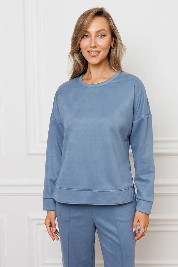 Костюм с брюками замшевый брючный 43043 НАТАЛИ, синий - фото 2