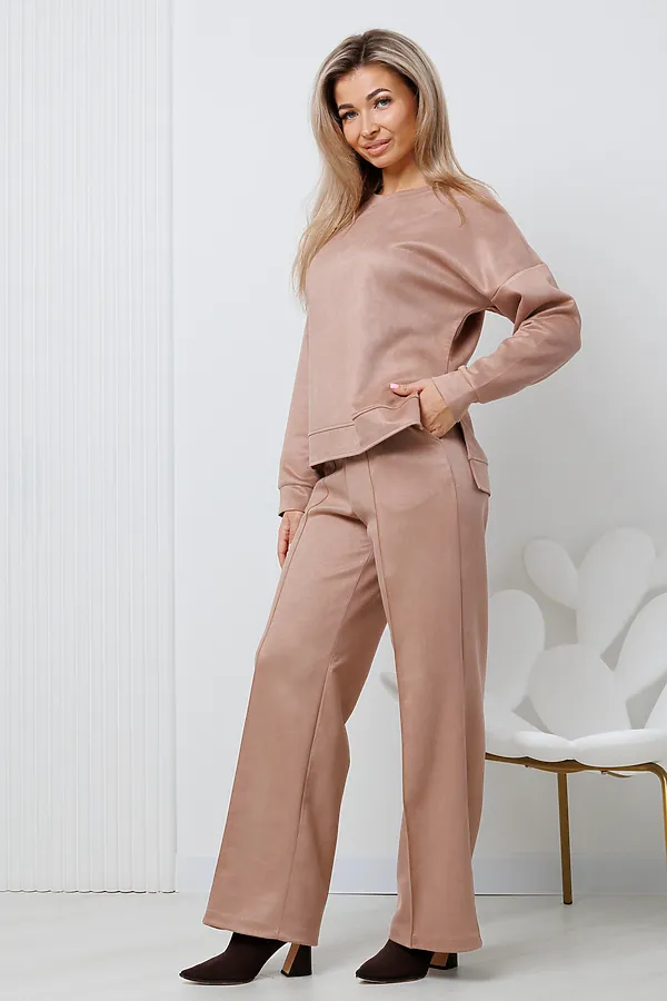 Костюм с брюками замшевый брючный 43043 НАТАЛИ, светло-бежевый - фото 2