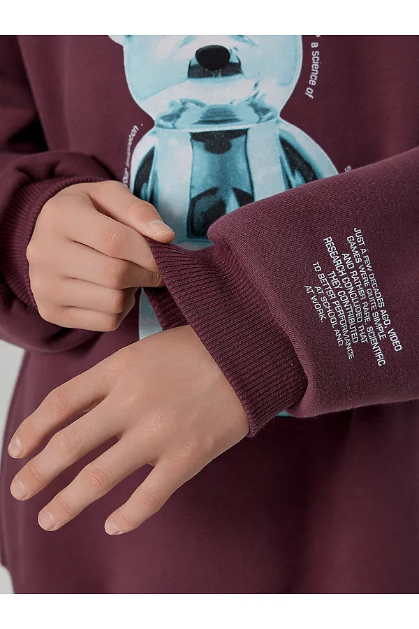 Свитшот MARK FORMELLE, ежевичный +печать - фото 2