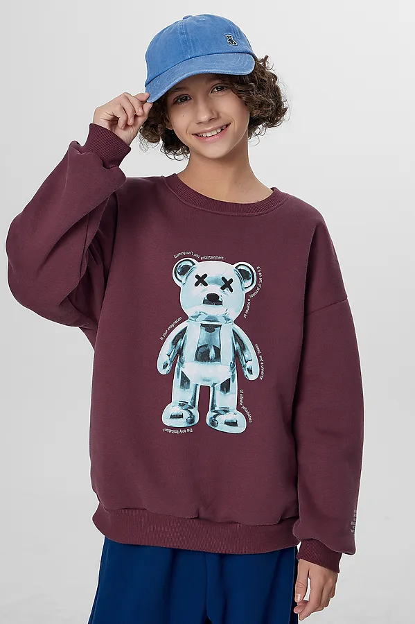 Свитшот MARK FORMELLE, ежевичный +печать - фото 2