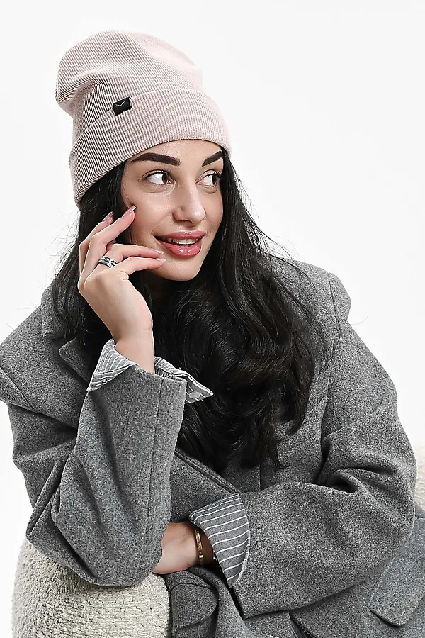 Шапка теплая в рубчик НАТАЛИ, розовый - фото 2