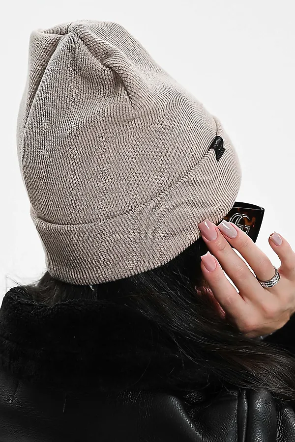 Шапка теплая в рубчик НАТАЛИ, бежевый - фото 2