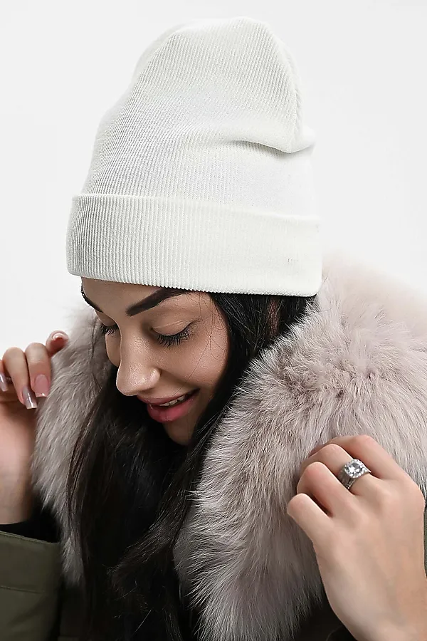 Шапка теплая в рубчик НАТАЛИ, белый - фото 2