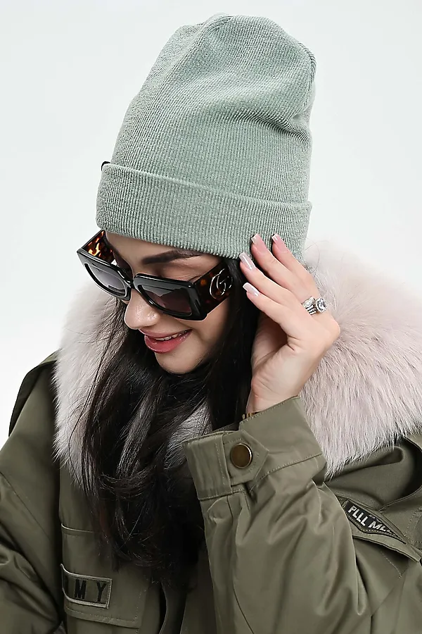 Шапка теплая в рубчик НАТАЛИ, зеленый - фото 2