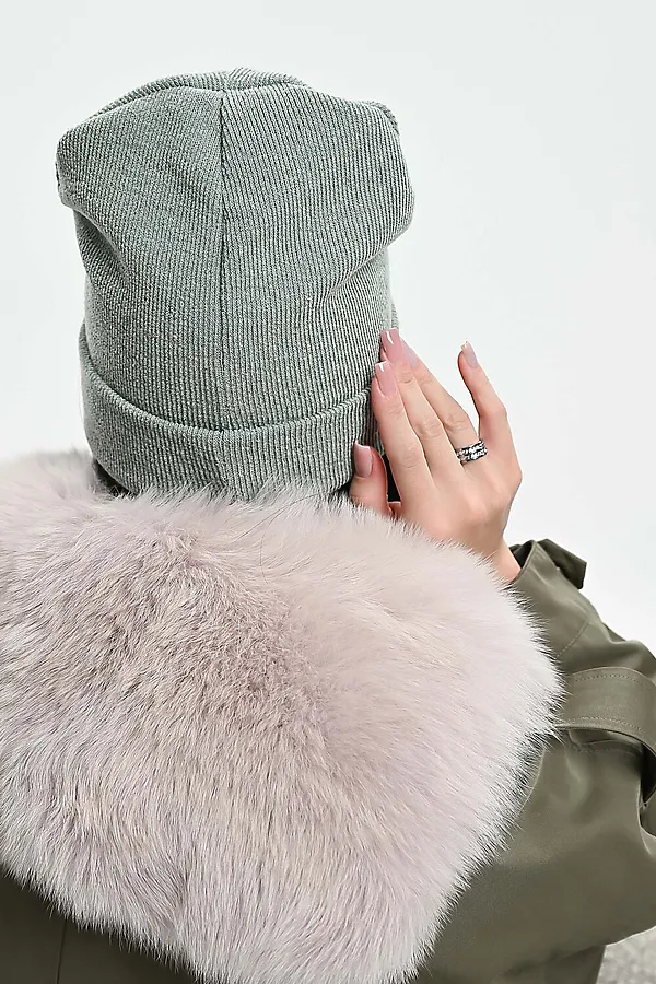 Шапка теплая в рубчик НАТАЛИ, зеленый - фото 2