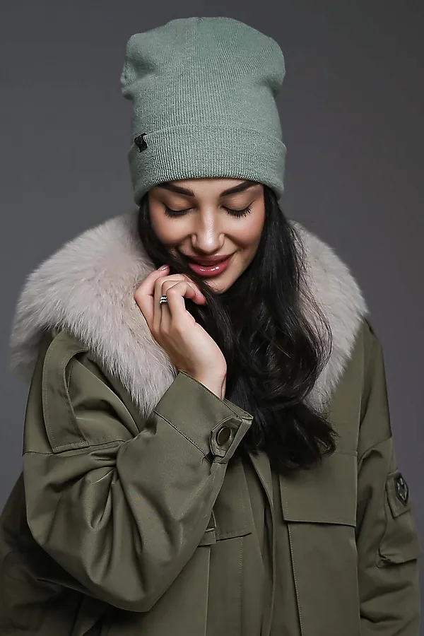 Шапка теплая в рубчик НАТАЛИ, зеленый - фото 2