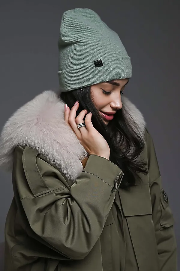 Шапка теплая в рубчик НАТАЛИ, зеленый - фото 2