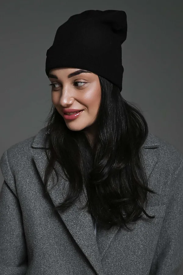 Шапка теплая в рубчик НАТАЛИ, черный - фото 2