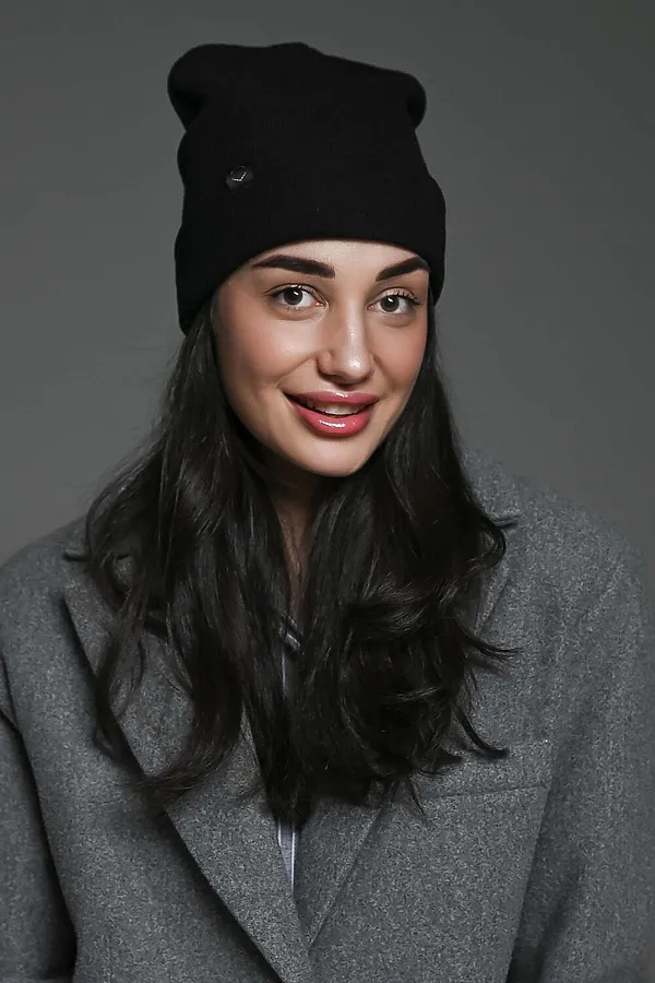 Шапка теплая в рубчик НАТАЛИ, черный - фото 2
