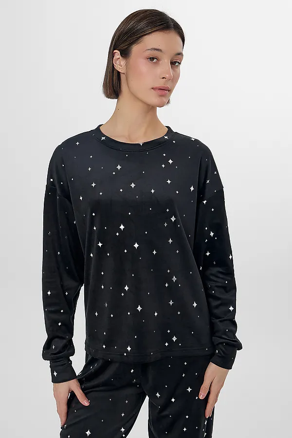Пижама MARK FORMELLE, звезды на черном - фото 2