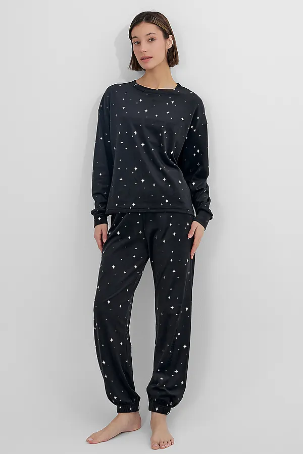 Пижама MARK FORMELLE, звезды на черном - фото 2