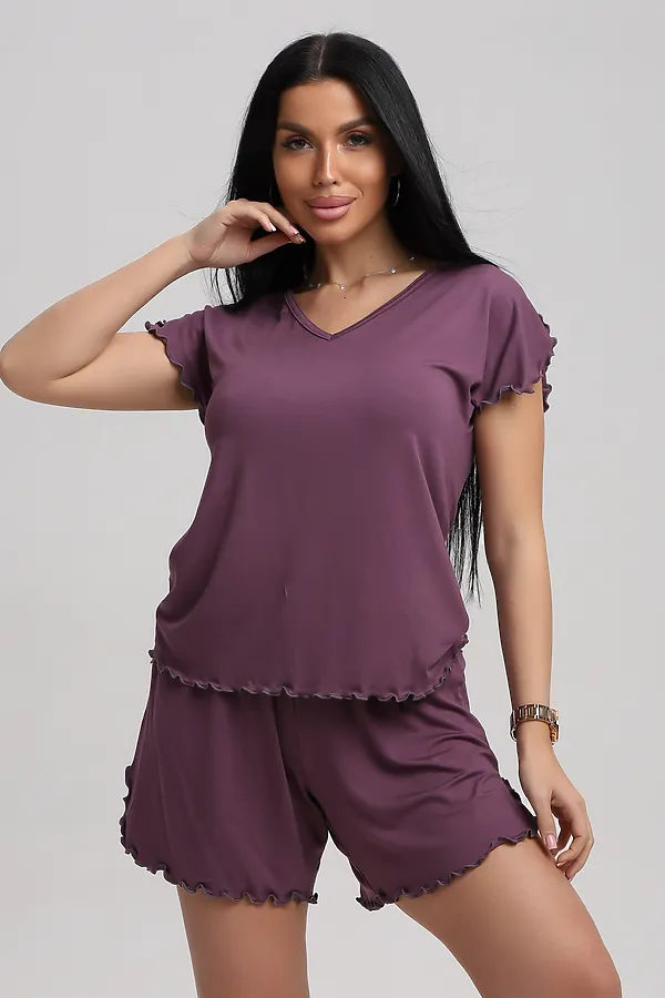 Пижама с шортами 375708 НАТАЛИ, сливовый - фото 2