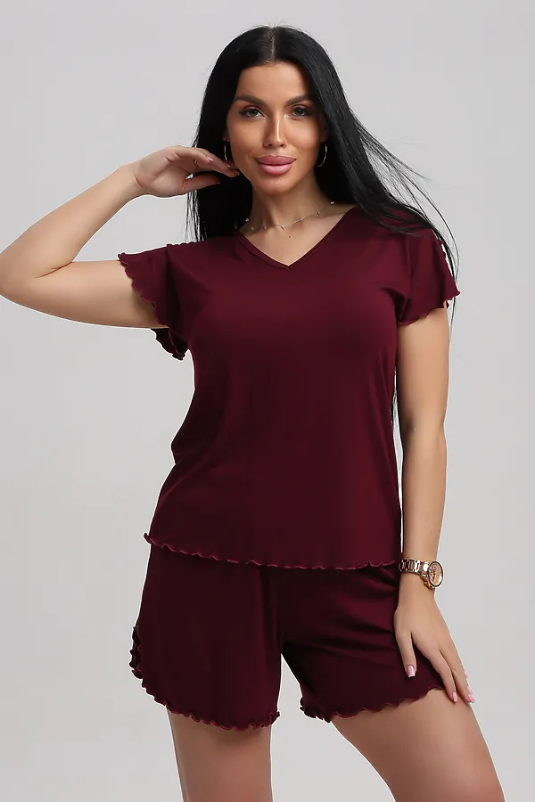 Пижама с шортами 375708 НАТАЛИ, бордовый - фото 2