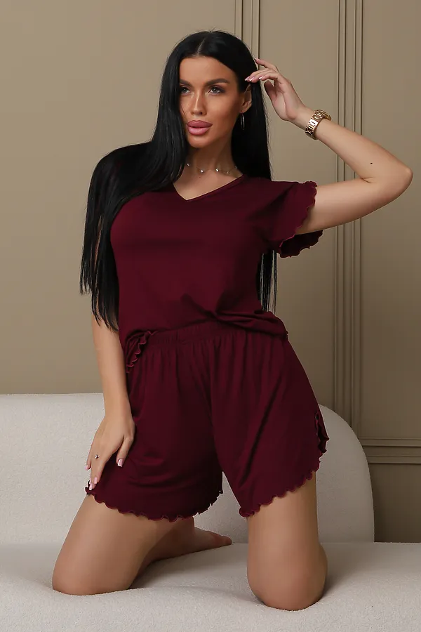 Пижама с шортами 375708 НАТАЛИ, бордовый - фото 2