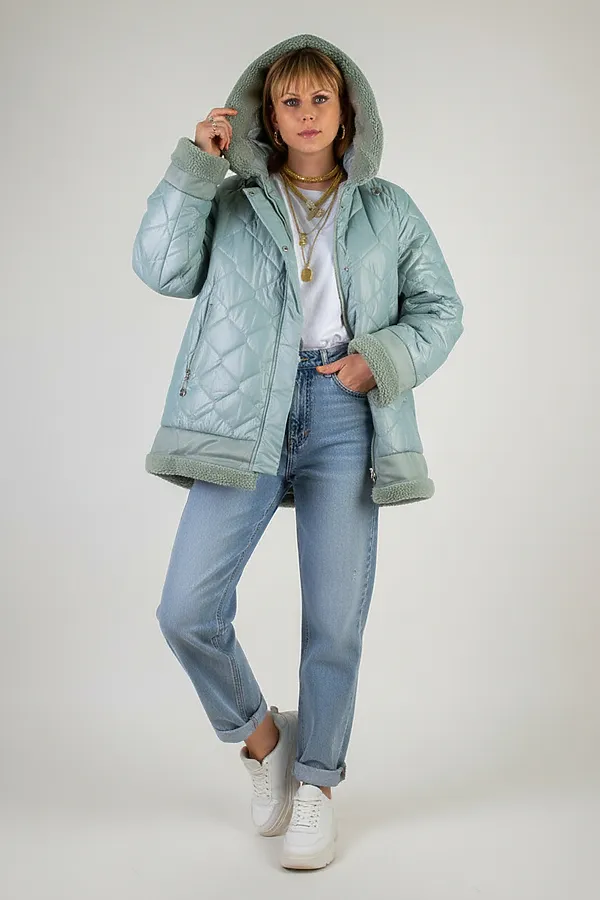 Куртка верблюжья шерсть, арт. 310 НАТАЛИ, бирюзовый - фото 2