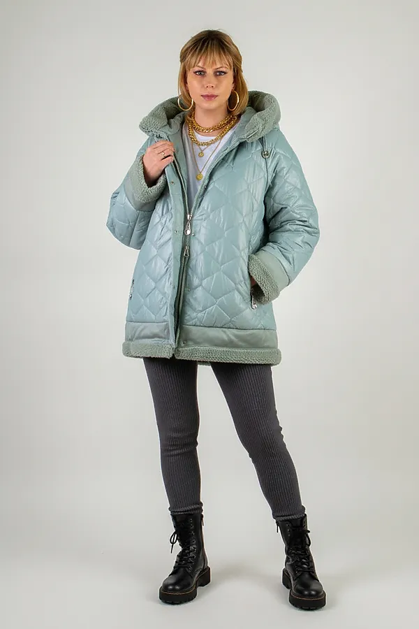 Куртка верблюжья шерсть, арт. 310 НАТАЛИ, бирюзовый - фото 2