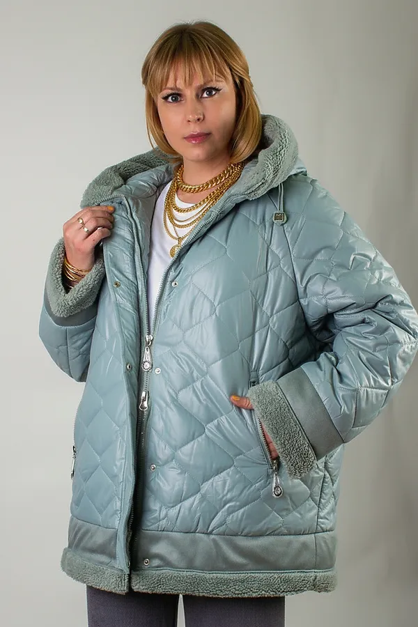 Куртка верблюжья шерсть, арт. 310 НАТАЛИ, бирюзовый - фото 2