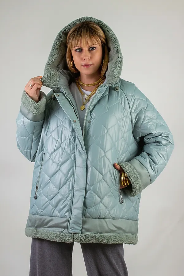 Куртка верблюжья шерсть, арт. 310 НАТАЛИ, бирюзовый - фото 2