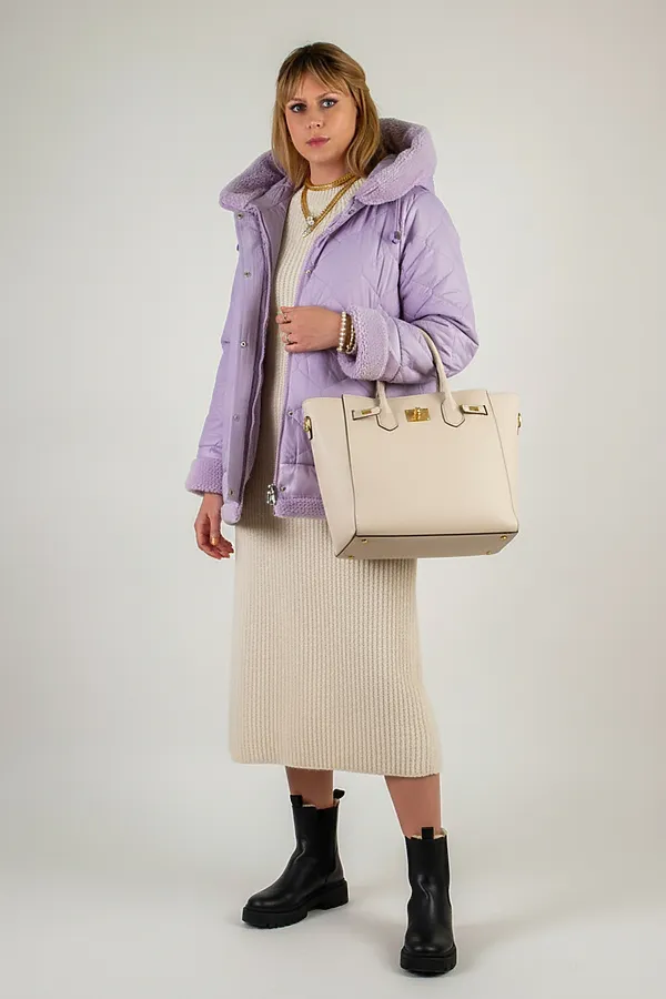 Куртка верблюжья шерсть, арт. 310 НАТАЛИ, сиреневый - фото 2