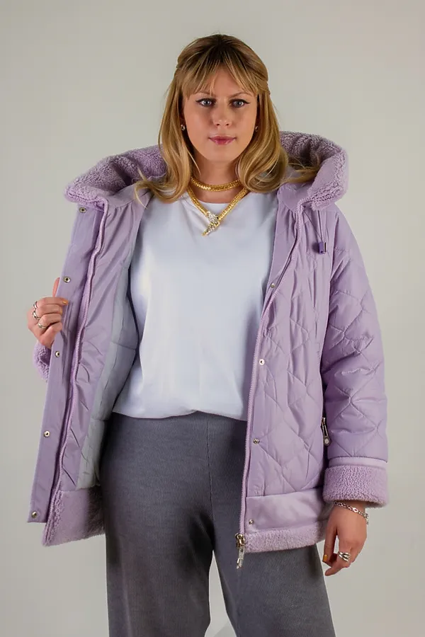 Куртка верблюжья шерсть, арт. 310 НАТАЛИ, сиреневый - фото 2