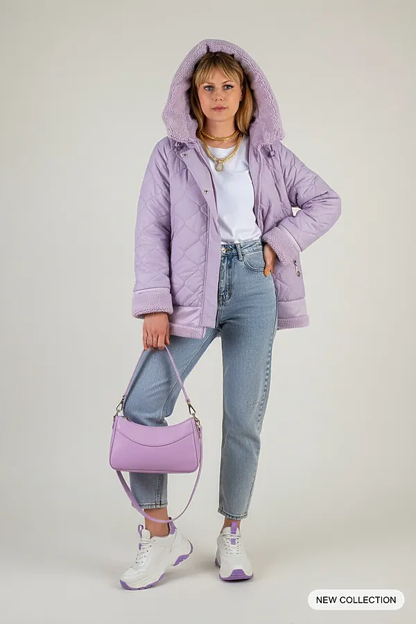 Куртка верблюжья шерсть, арт. 310 НАТАЛИ, сиреневый - фото 2
