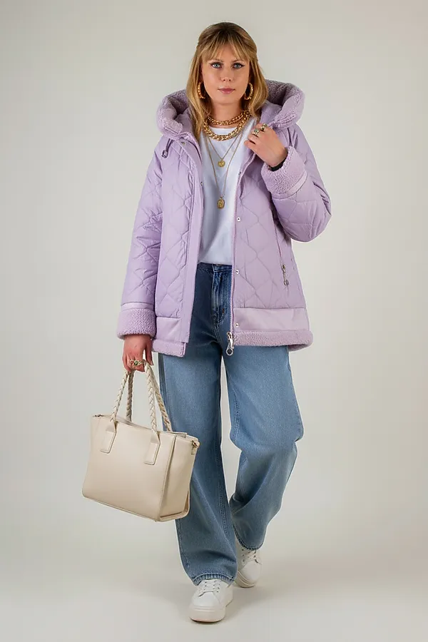 Куртка верблюжья шерсть, арт. 310 НАТАЛИ, сиреневый - фото 2