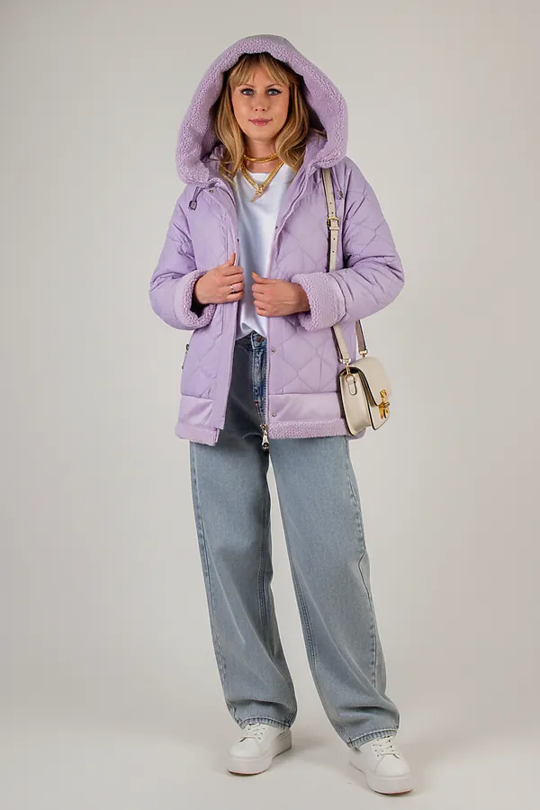 Куртка верблюжья шерсть, арт. 310 НАТАЛИ, сиреневый - фото 2