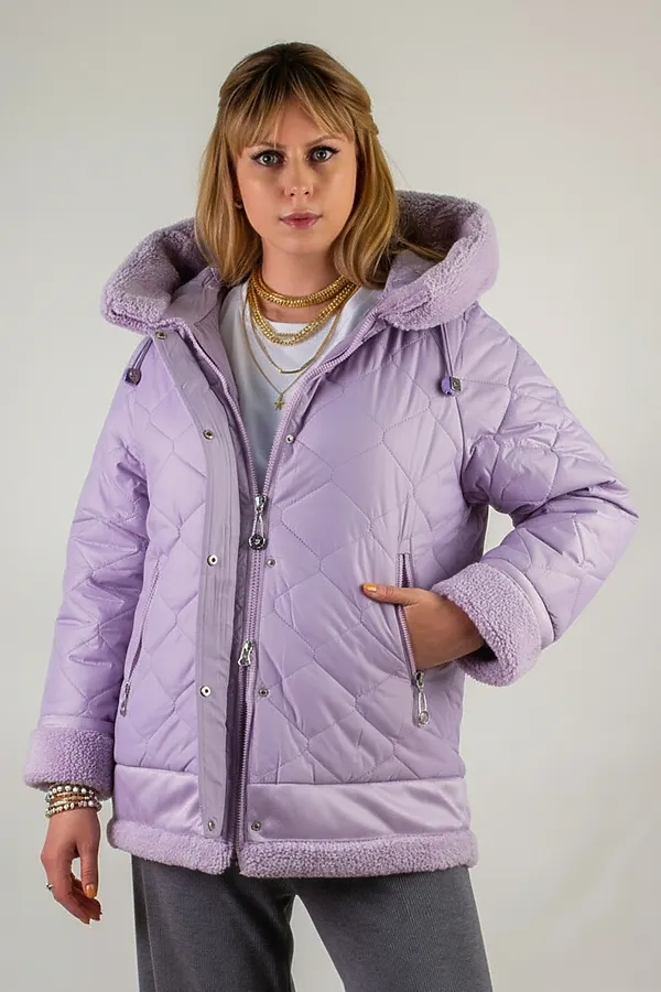 Куртка верблюжья шерсть, арт. 310 НАТАЛИ, сиреневый - фото 2