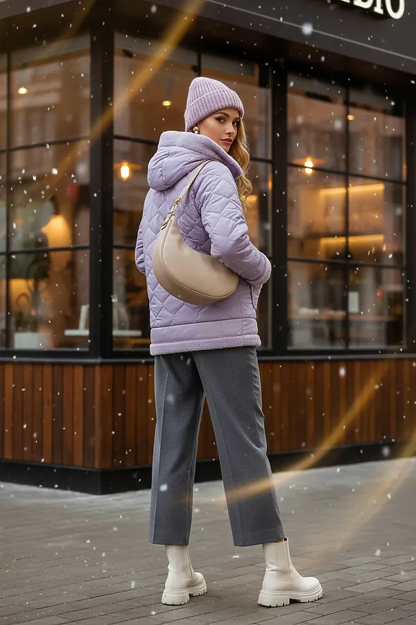 Куртка верблюжья шерсть, арт. 310 НАТАЛИ, сиреневый - фото 2