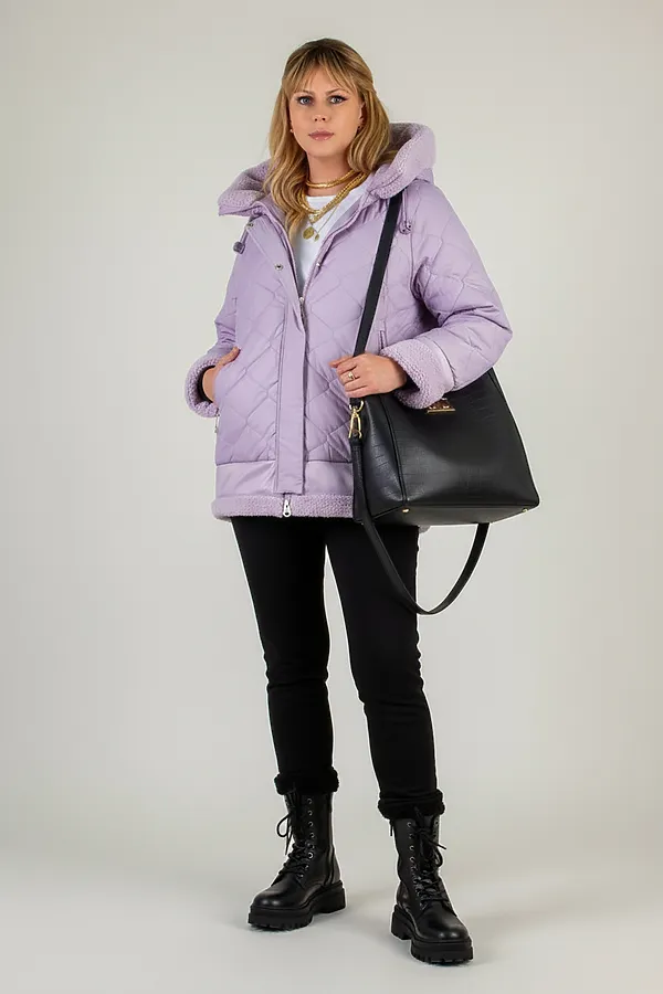 Куртка верблюжья шерсть, арт. 310 НАТАЛИ, сиреневый - фото 2