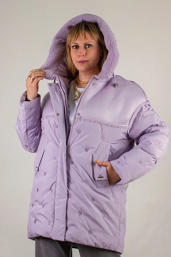 Куртка верблюжья шерсть арт. 318 НАТАЛИ, сиреневый - фото 2
