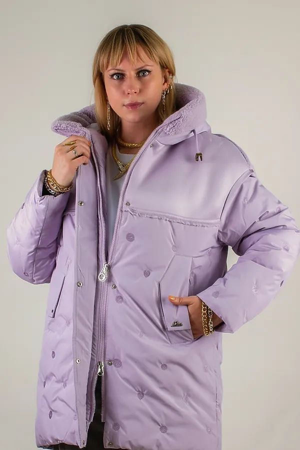 Куртка верблюжья шерсть арт. 318 НАТАЛИ, сиреневый - фото 2