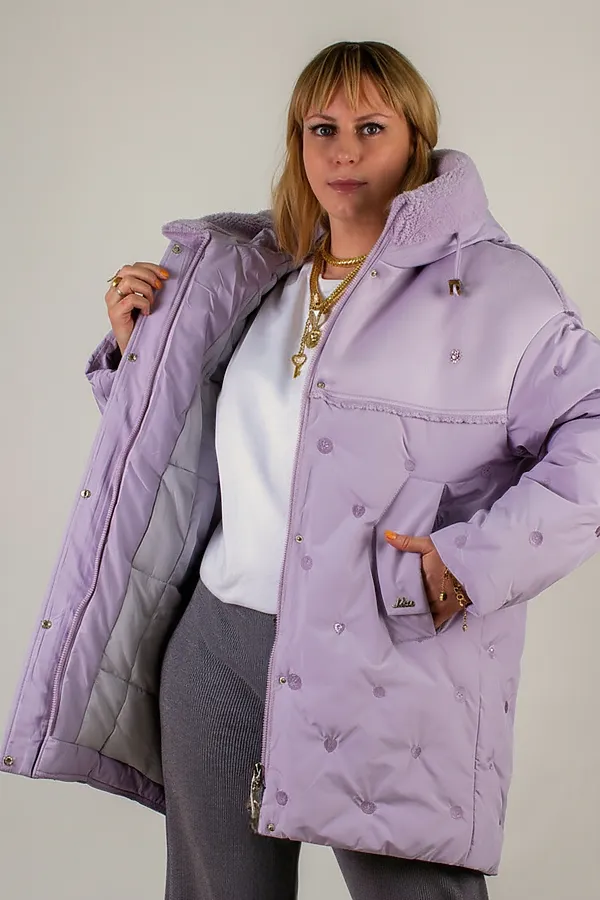 Куртка верблюжья шерсть арт. 318 НАТАЛИ, сиреневый - фото 2