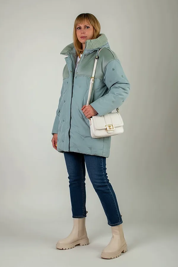 Куртка верблюжья шерсть арт. 318 НАТАЛИ, бирюзовый - фото 2