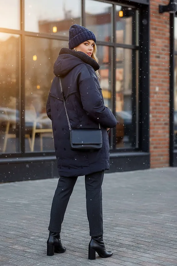 Куртка верблюжья шерсть арт. 318 НАТАЛИ, темно-синий - фото 2