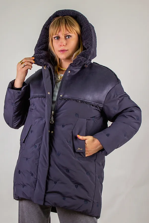 Куртка верблюжья шерсть арт. 318 НАТАЛИ, темно-синий - фото 2