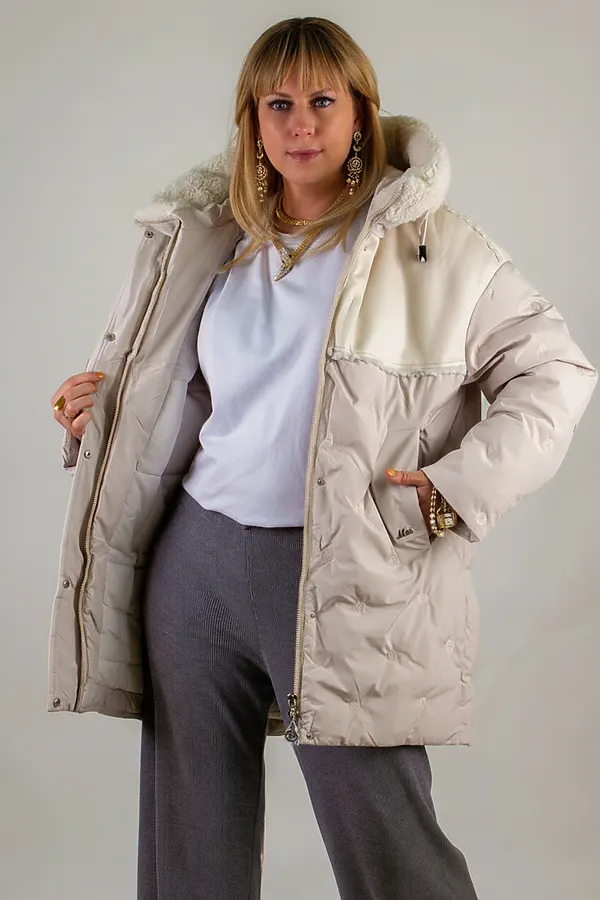 Куртка верблюжья шерсть арт. 318 НАТАЛИ, светло-бежевый - фото 2