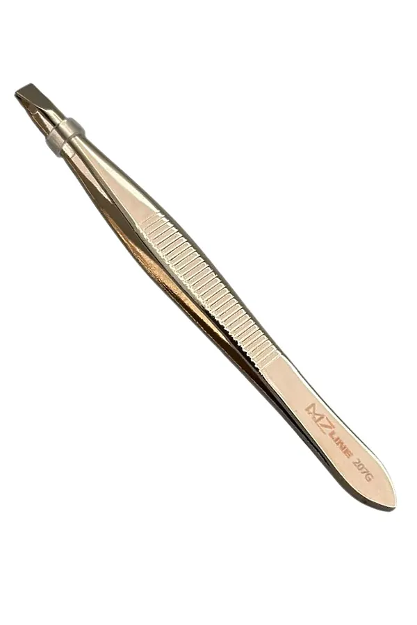 Mertz Пинцет косметический прямой 207G, золотистый глянец, 9 см KRISTALLER, золотистый - фото 2