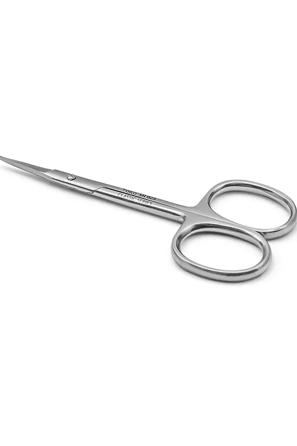 YOKO Ножницы маникюрные для кутикулы изогнутые / Classic Series SN 025, глянцевые, ручная заточка, 10,2 см KRISTALLER, серебристый - фото 2