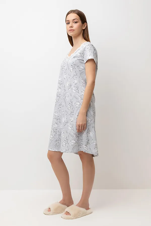 Сорочка VERY NEAT, светло-серый,нежные цветы - фото 2